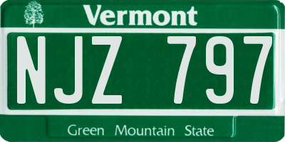 VT license plate NJZ797
