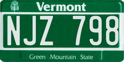 VT license plate NJZ798