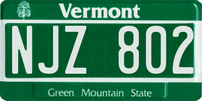 VT license plate NJZ802