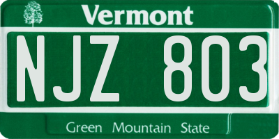 VT license plate NJZ803