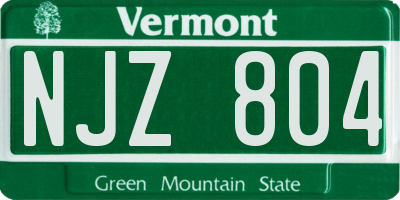 VT license plate NJZ804