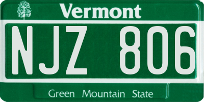 VT license plate NJZ806