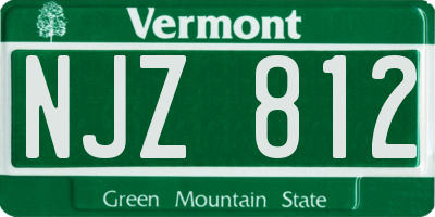 VT license plate NJZ812