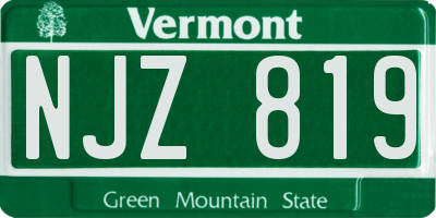 VT license plate NJZ819