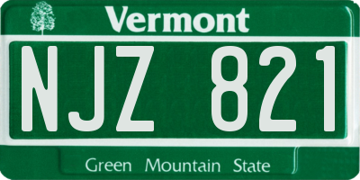 VT license plate NJZ821