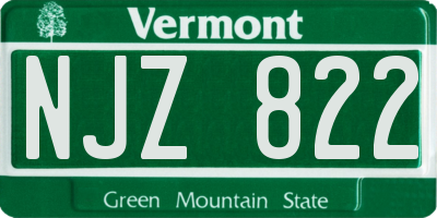 VT license plate NJZ822