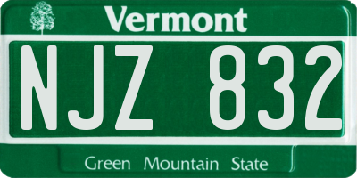 VT license plate NJZ832