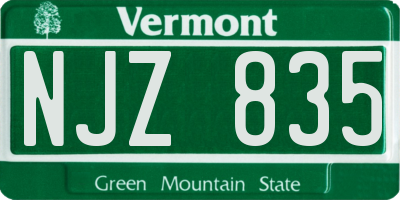 VT license plate NJZ835