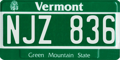 VT license plate NJZ836