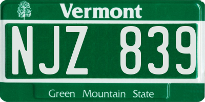 VT license plate NJZ839