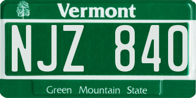 VT license plate NJZ840