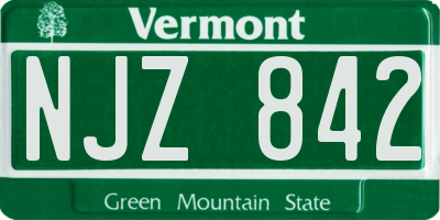 VT license plate NJZ842