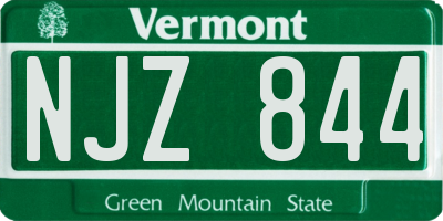 VT license plate NJZ844