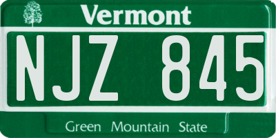 VT license plate NJZ845