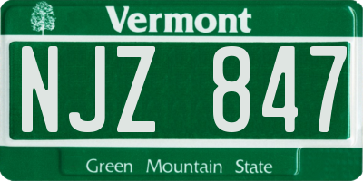 VT license plate NJZ847