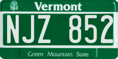 VT license plate NJZ852