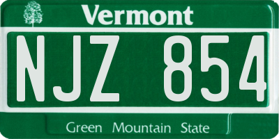VT license plate NJZ854