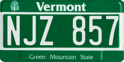VT license plate NJZ857