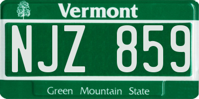 VT license plate NJZ859