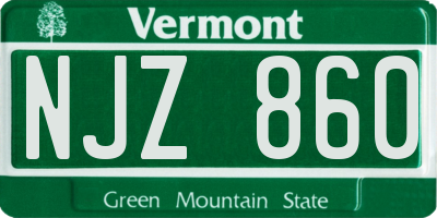 VT license plate NJZ860