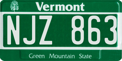 VT license plate NJZ863