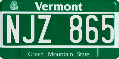 VT license plate NJZ865