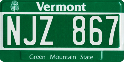 VT license plate NJZ867