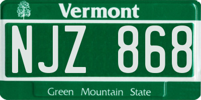 VT license plate NJZ868