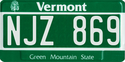 VT license plate NJZ869
