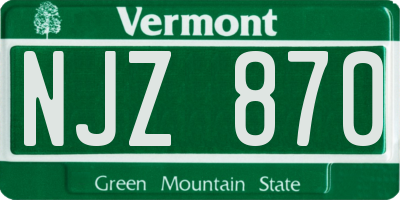 VT license plate NJZ870
