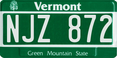 VT license plate NJZ872