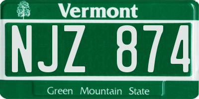 VT license plate NJZ874