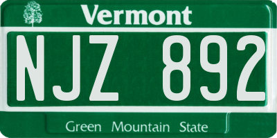 VT license plate NJZ892