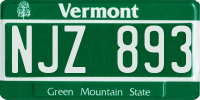 VT license plate NJZ893