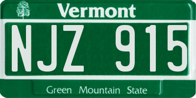 VT license plate NJZ915