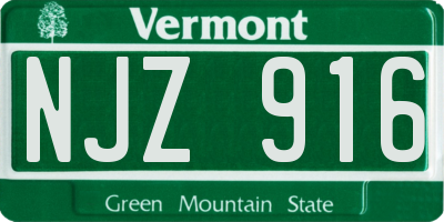 VT license plate NJZ916
