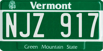 VT license plate NJZ917