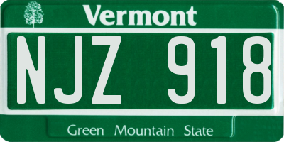 VT license plate NJZ918