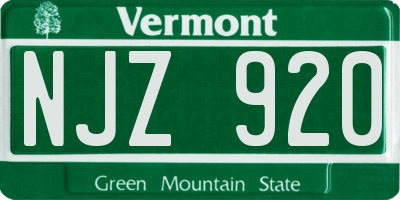 VT license plate NJZ920