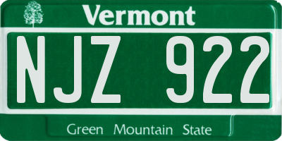 VT license plate NJZ922