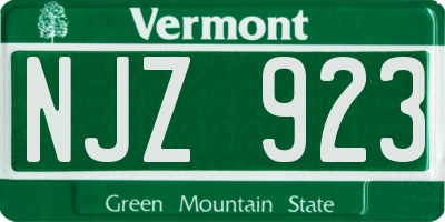 VT license plate NJZ923