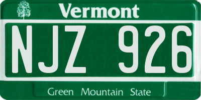 VT license plate NJZ926