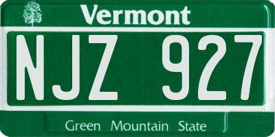 VT license plate NJZ927