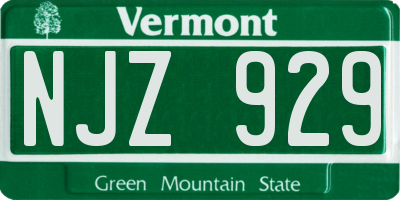 VT license plate NJZ929
