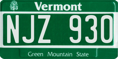 VT license plate NJZ930