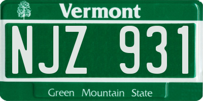 VT license plate NJZ931