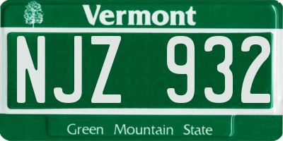 VT license plate NJZ932