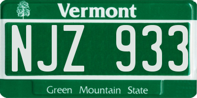 VT license plate NJZ933