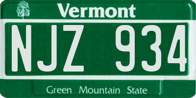 VT license plate NJZ934