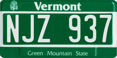 VT license plate NJZ937